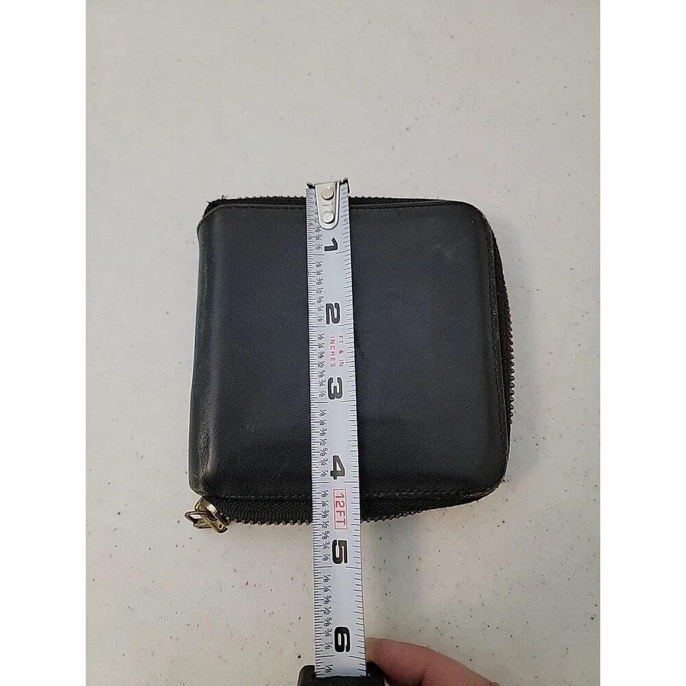 Vintage J.P Ourse & Cie Geneve Genuine Leather Black Snap Wallet Zip Coin Pocket